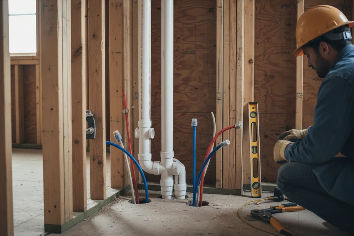 Drain and supply rough-in during Toilet Repair and Installation in Hoxie