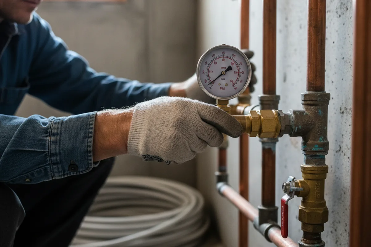 Pressure testing a repaired line during Water Line Repair in Hoxie